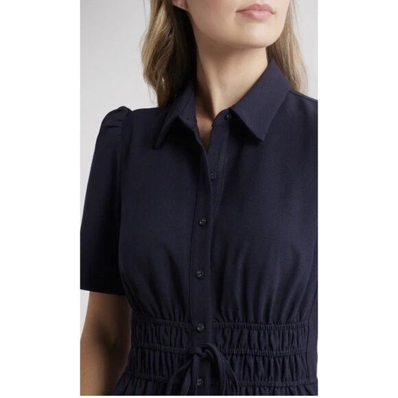 Eliza J Puff Sleeve Shirtdress Navy Blue Sz 6 NWT - Picture 12 of 16